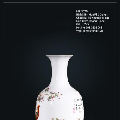 Bình Sứ Xương Chim Trĩ - Hoa Phù Dung